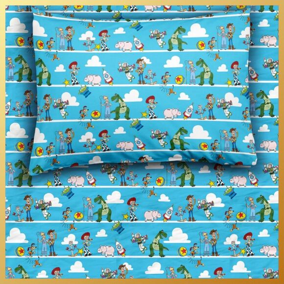 Little Sleepies Disney Pixar Toy Story Pals Blue Twin Sheet Set NIB - Picture 1 of 2